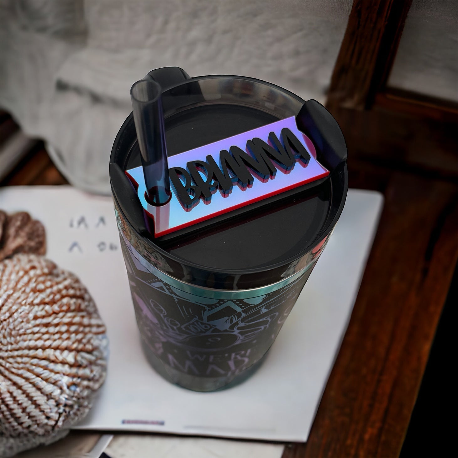 Iridescent Name Tumbler Toppers